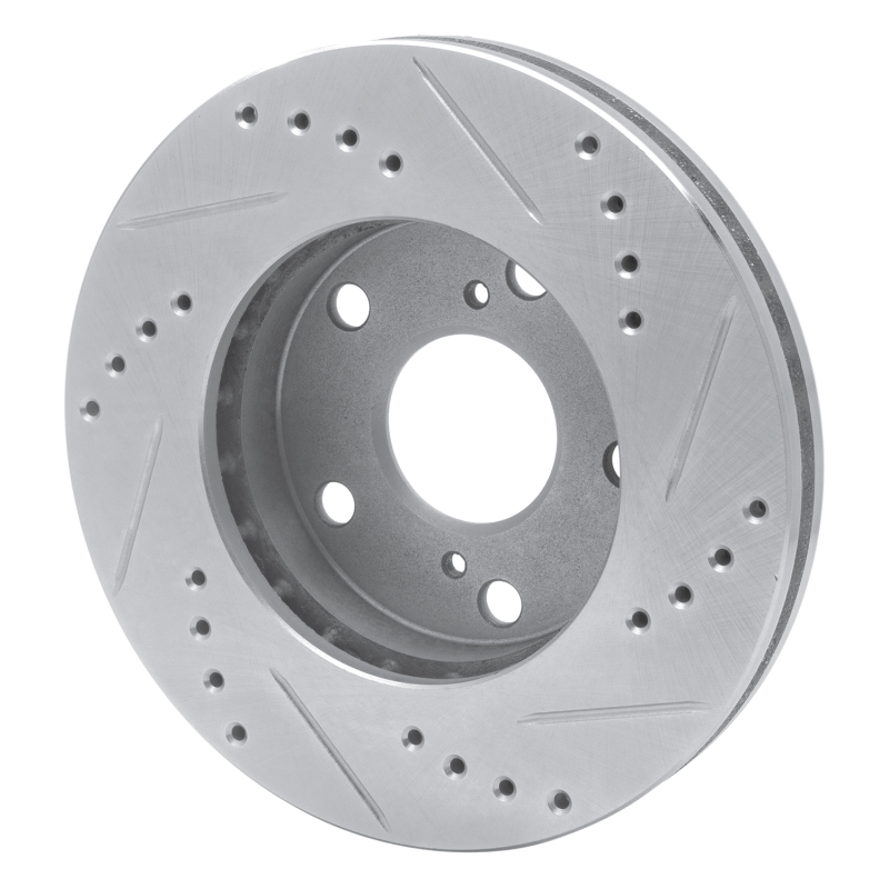 Toyota Camry Brake Rotor (1) - Front Left - R1 Concepts - Drilled & Slotted - Silver - `92-`01